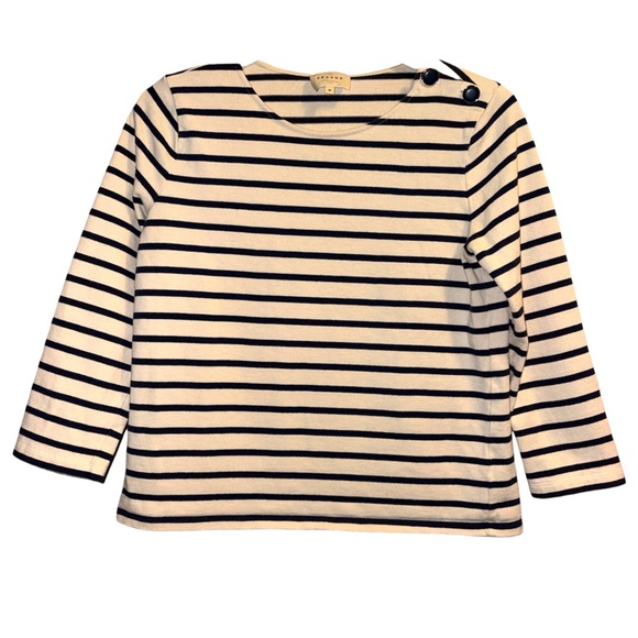 Sezane Colette Marinire Classic Navy and Cream Striped 3/4 Sleeve Top medium - Picture 3 of 7